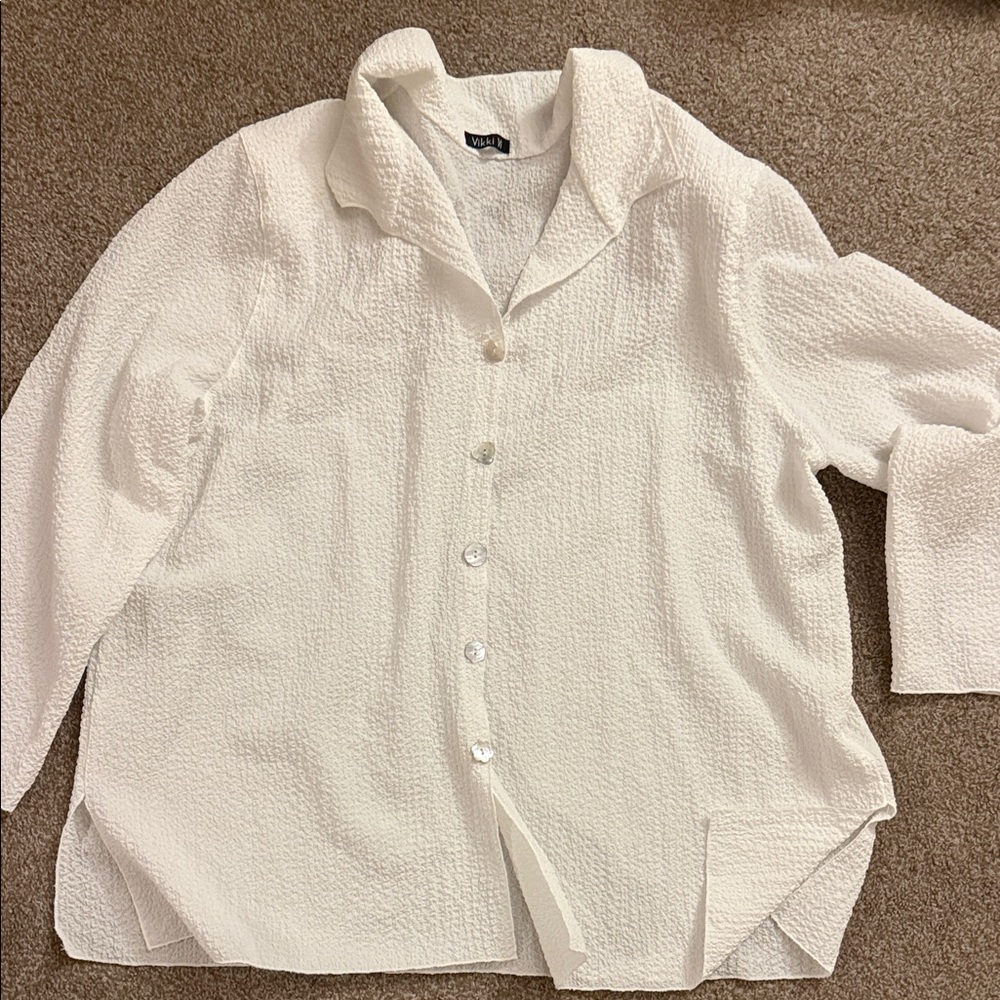 Vikki Vi white Textured Shirt